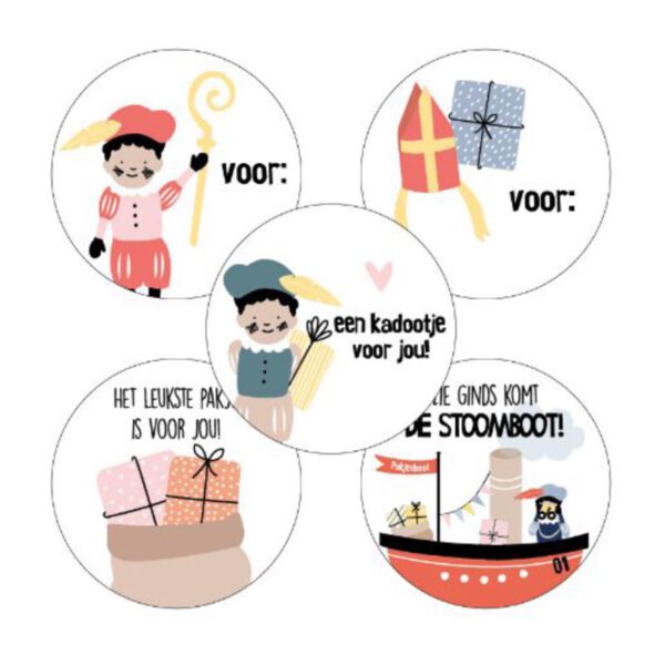 inpakken Sinterklaascadeautjes, cadeaustickers Sinterklaas