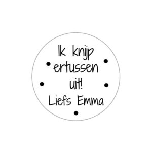 Sticker Ik knijp er tussen uit, traktatie Ik knijp ertussen uit